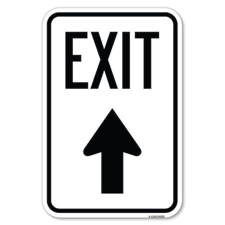 Signmission Exit Sign Exit with Up Arrow Heavy-Gauge Aluminum Sign, 12" H, 18" L, A-1218-24030 A-1218-24030